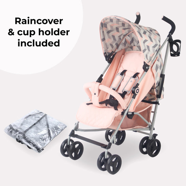 My Babiie MB02 Pink and Grey Chevron Lightweight Stroller