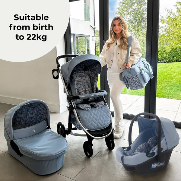 MB200i 3-in-1 Travel System with i-Size Car Seat Blue Plaid – My