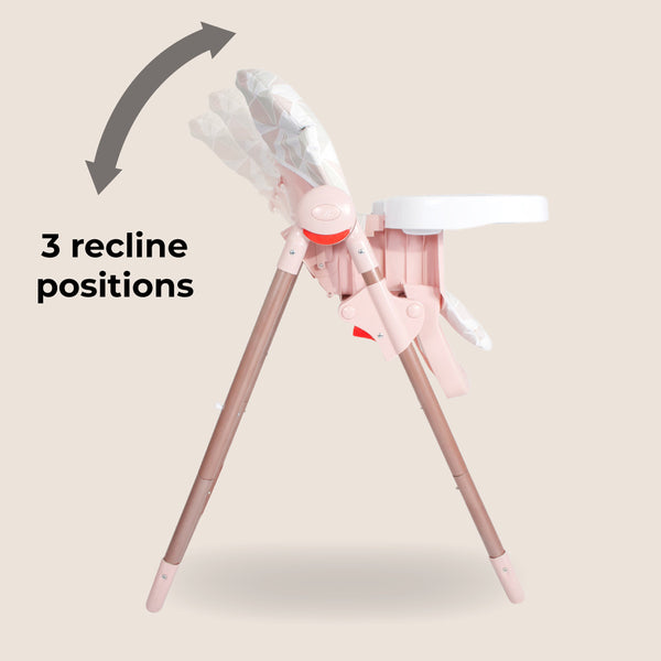 My Babiie Premium Highchair – Rose Gold Frame & Pink/Geometric Design