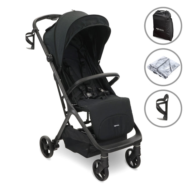 ブラックフライデー！12月1日まで　 BABY BUGGY MAYHEM My Babiie MBX7 Plus Auto-Fold Compact Stroller + Travel Bag - Black