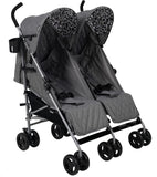 My Babiie Grey Leopard Twin Stroller - Grade A