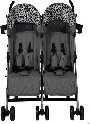 My Babiie Grey Leopard Twin Stroller - Grade A