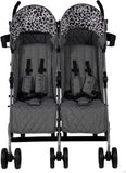 My Babiie Grey Leopard Twin Stroller - Grade A
