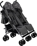 My Babiie Grey Leopard Twin Stroller - Grade A