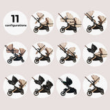 My Babiie MB33 Tandem Pushchair with Infant Carrier - Giraffe