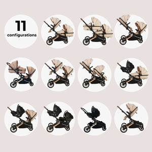 My Babiie MB33 Tandem Pushchair with 2 Infant Carriers - Giraffe