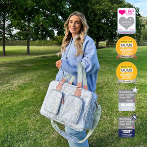 My Babiie Dani Dyer Metallic Rose Gold Marble Deluxe Changing Bag