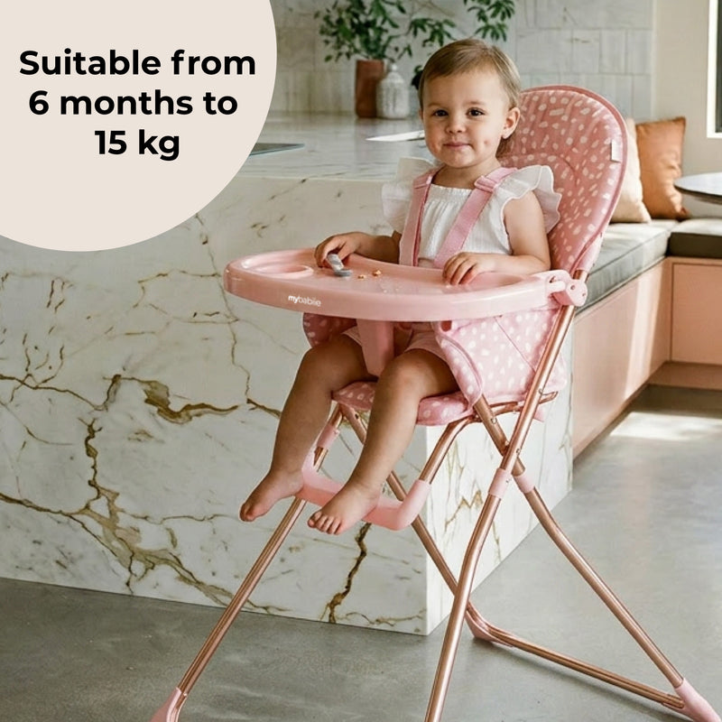 MBHC1 Compact Highchair - Pink Dalmatian