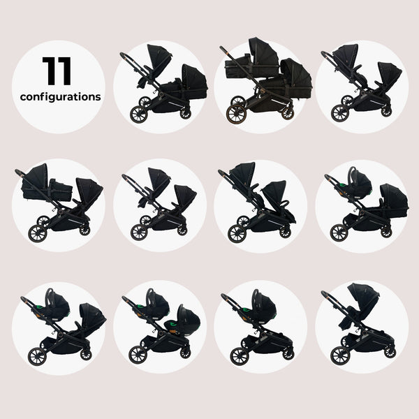 My Babiie MB33 Dani Dyer Black Leopard Tandem Pushchair with Infant ...