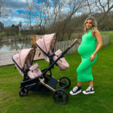 MB33 Tandem Pushchair with 2 Infant Carriers and 2 Bases - Dani Dyer Giraffe