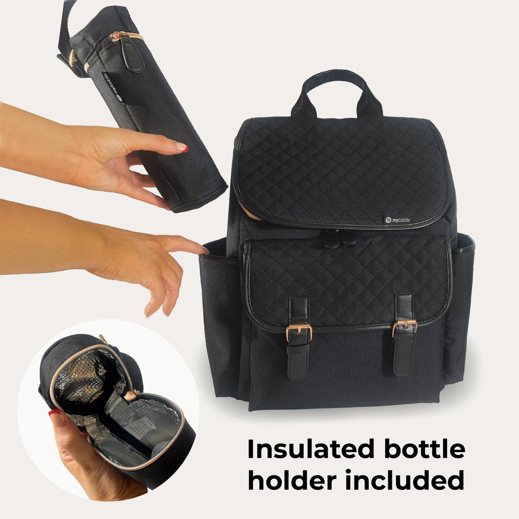 baby gear baby travel changing bag backpack black Backpack Changing Bag - Black Quilted