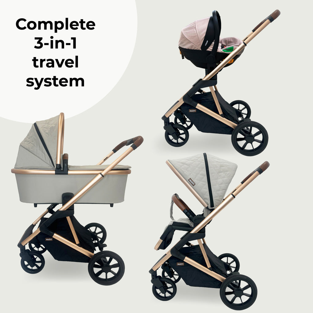 Rose gold 3 outlet in 1 travel system