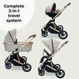My Babiie MB500i 3-in-1 Travel System with i-Size Car Seat - Dani Dyer Rose Gold Stone