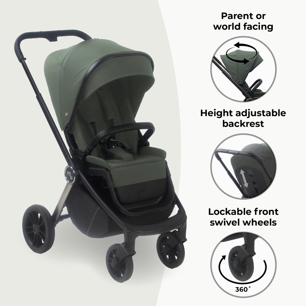 My Babiie MB450i 3-in-1 Travel System with i-Size Car Seat - Sage Green