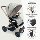 My Babiie MB500i 3-in-1 Travel System with i-Size Car Seat - Dani Dyer Rose Gold Stone