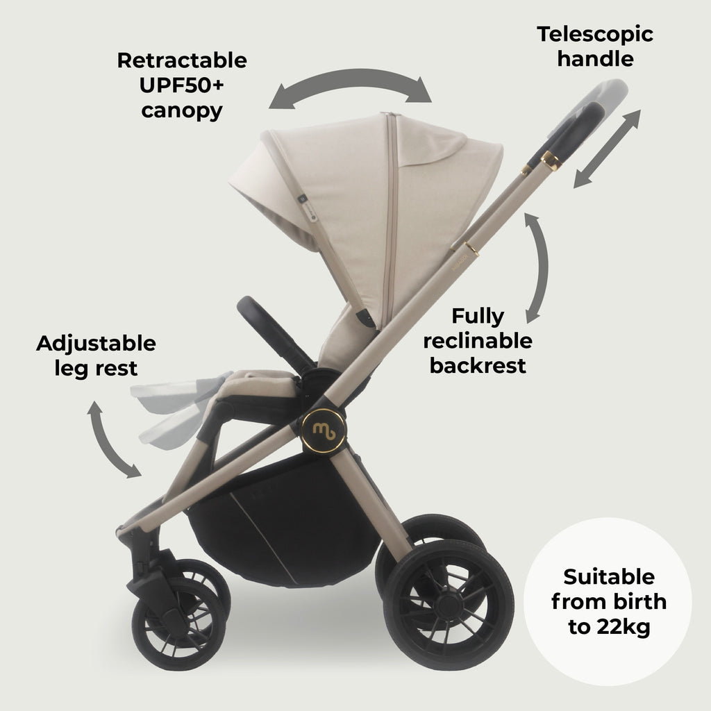 My Babiie MB450i 3-in-1 Travel System with i-Size Car Seat - Ivory