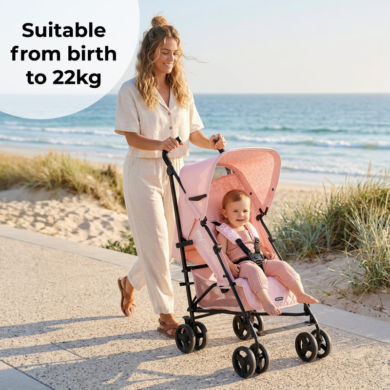 My Babiie MB01 Lightweight Stroller - Pink Leopard