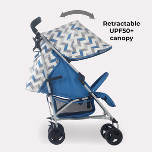 My Babiie MB02 Lightweight Stroller - Blue and Grey Chevron