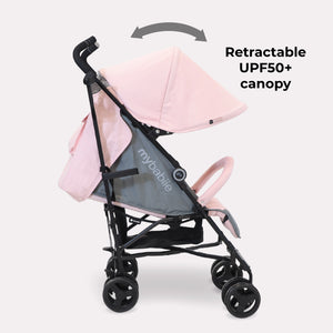 My Babiie MB02 Lightweight Stroller - Pink and Grey
