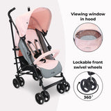 My Babiie MB02 Lightweight Stroller - Pink and Grey