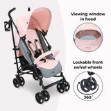 My Babiie MB02 Lightweight Stroller - Pink and Grey