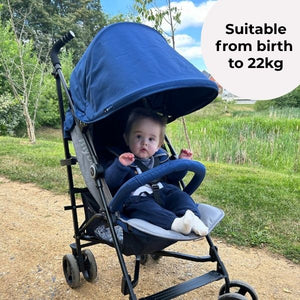 MB02 Plus Lightweight Stroller - Blue and Grey