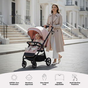 My Babiie MB170 Plus Pushchair - Pastel Pink