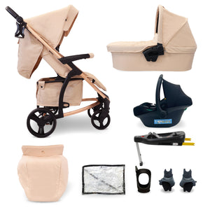 My Babiie MB200i 3-in-1 Travel System with i-Size Car Seat + Base - Blush