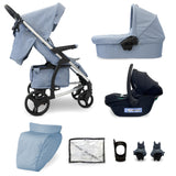 MB200i 3-in-1 Travel System with i-Size Car Seat - Blue Plaid