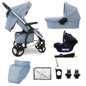 MB200i 3-in-1 Travel System with i-Size Car Seat + Base - Blue Plaid