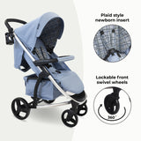 MB200i 3-in-1 Travel System with i-Size Car Seat + Base - Blue Plaid