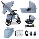 MB200i 3-in-1 Travel System with i-Size Car Seat + Base - Blue Plaid