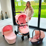 My Babiie MB200i 3-in-1 Travel System with i-Size Car Seat - Pink Plaid