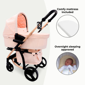 My Babiie MB200i 3-in-1 Travel System with i-Size Car Seat + Base - Pink Plaid