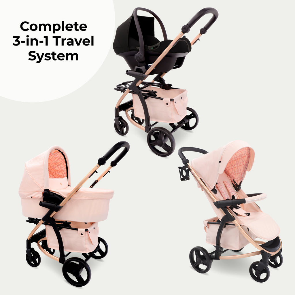 MB200i 3-in-1 Travel System with i-Size Car Seat Pink Plaid
