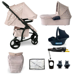 My Babiie MB200i 3-in-1 Travel System with i-Size Car Seat + Base - Pink Leopard