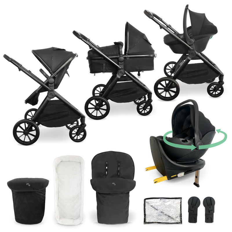 MB220 3-in-1 Travel System with Rotating Car Seat + Base - Black
