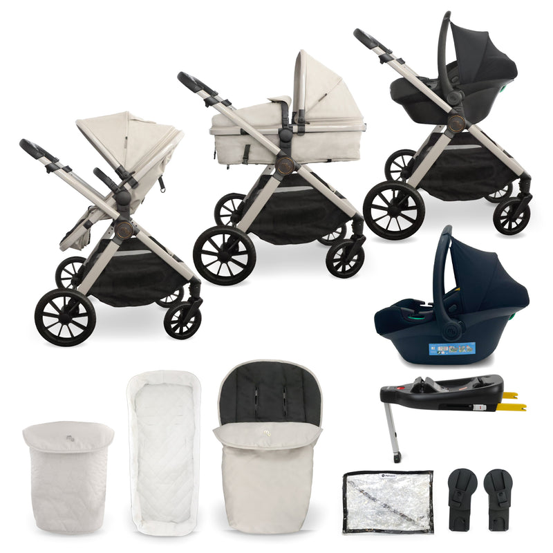 My Babiie MB220 2-in-1 Pramette, i-Size Car Seat & ISOFIX Base - Ivory