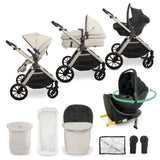 My Babiie MB220 3-in-1 Travel System with Rotating Car Seat + Base - Ivory