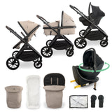 MB220 3-in-1 Travel System with Rotating Car Seat + Base - Mink
