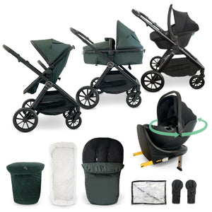MB220 3-in-1 Travel System with Rotating Car Seat + Base - Forest Green