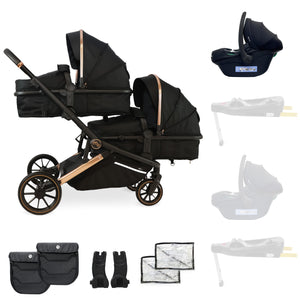 My Babiie MB33 Tandem Pushchair with Infant Carrier - Rose Gold Black