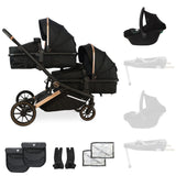 My Babiie MB33 Tandem Pushchair with Infant Carrier - Rose Gold Black