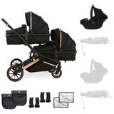 My Babiie MB33 Tandem Pushchair with Infant Carrier - Rose Gold Black