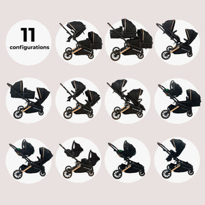 My Babiie MB33 Tandem Pushchair with Infant Carrier - Rose Gold Black