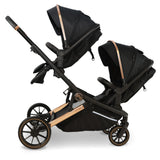 My Babiie MB33 Tandem Pushchair with Infant Carrier and Base - Rose Gold Black