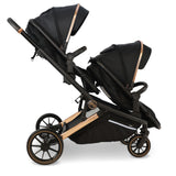My Babiie MB33 Tandem Pushchair with 2 Infant Carriers & 2 Bases - Rose Gold Black