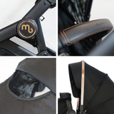 My Babiie MB33 Tandem Pushchair with Infant Carrier and Base - Rose Gold Black