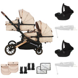 MB33 Tandem Pushchair with 2 Infant Carriers - Giraffe