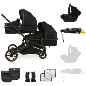 My Babiie MB33 Tandem Pushchair with Infant Carrier & Base - Black Leopard